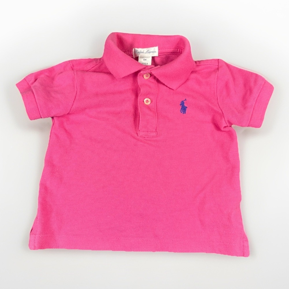 Ralph Lauren Pink Polo Baby Infant Girls Polo Shirt Size 6 Months Vintage